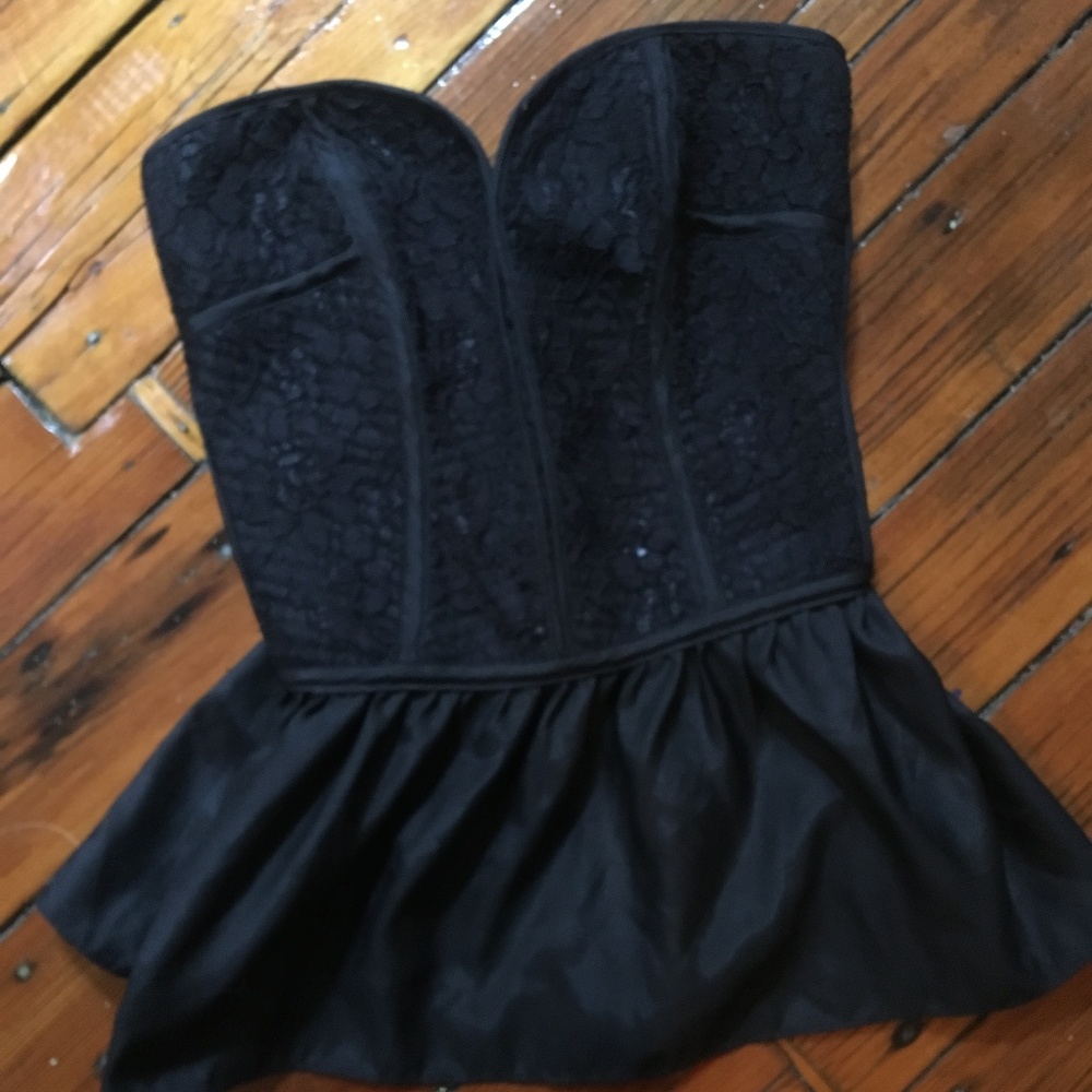 Lace + silk, black peplum going out top